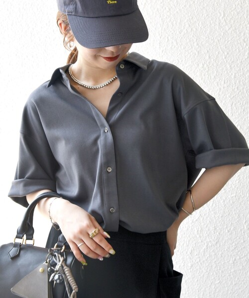 tシャツ SHIPS any:「接触冷感/汗染み防止加工/洗濯機可能」ジャージー ワイド シャツ レディース