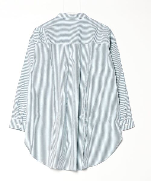 「GLOBAL WORK」 ストライプ柄長袖シャツ X-LARGE グリーン レディース