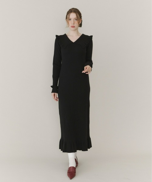 Olu.（オルドット） ワンピース フリルリブニットワンピース