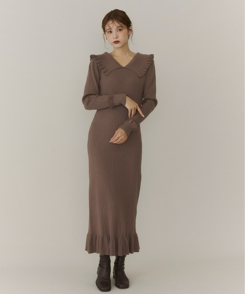 Olu.（オルドット） ワンピース フリルリブニットワンピース