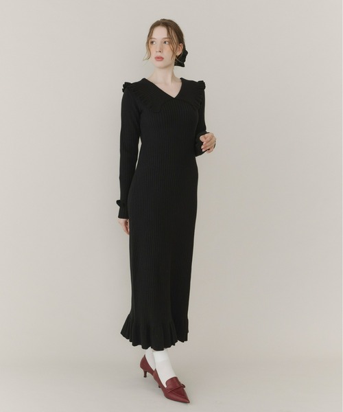 Olu.（オルドット） ワンピース フリルリブニットワンピース