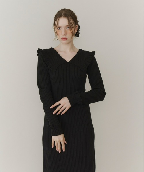 Olu.（オルドット） ワンピース フリルリブニットワンピース