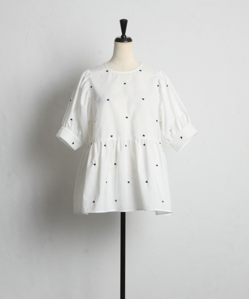 「&. NOSTALGIA」 半袖ブラウス M ネイビー レディース_画像3