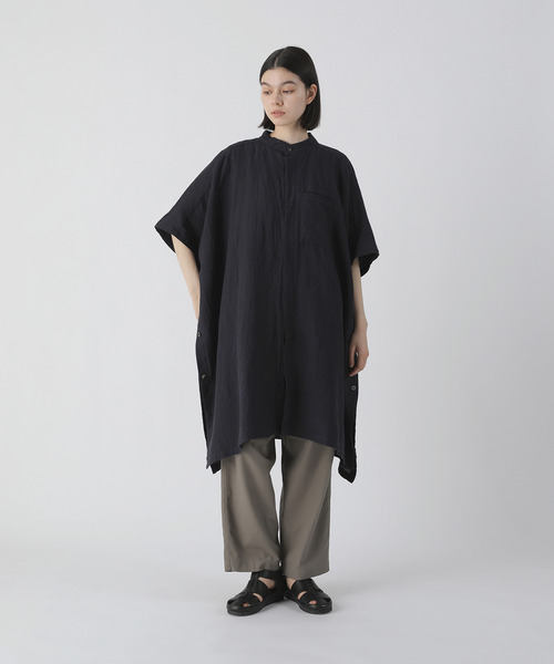 Plantation（プランテーション） 7分袖ブラウス M size ネイビー 