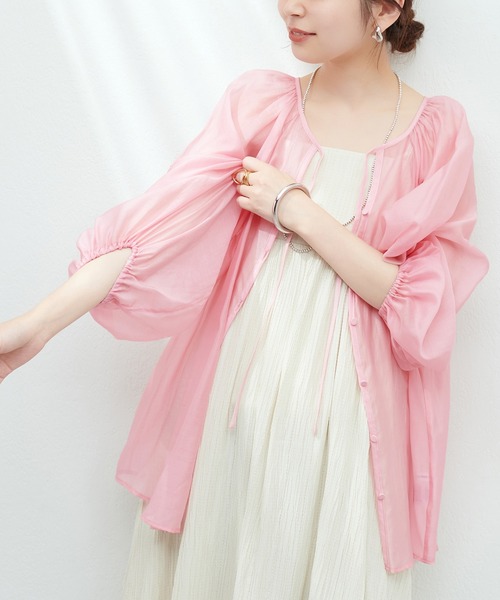 「natural couture」 7分袖ブラウス FREE イエロー レディース_画像2