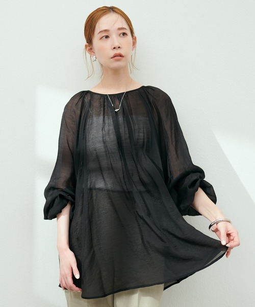 「natural couture」 7分袖ブラウス FREE イエロー レディース_画像4