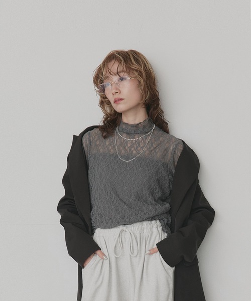 ad thie（アドティエ） tシャツ プチハイネック レーストップス