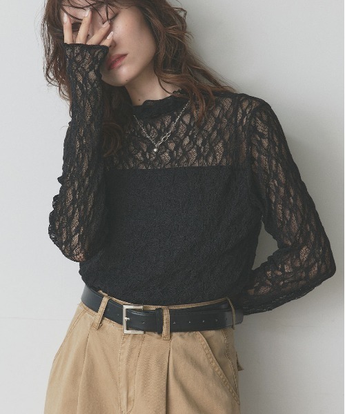 ad thie（アドティエ） tシャツ プチハイネック レーストップス