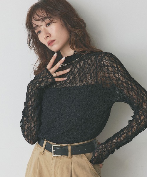 ad thie（アドティエ） tシャツ プチハイネック レーストップス