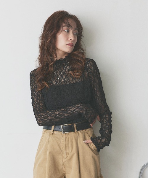 ad thie（アドティエ） tシャツ プチハイネック レーストップス