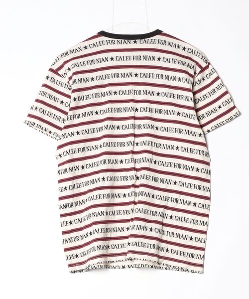 「CALEE」 ボーダー柄半袖Tシャツ - ベージュ メンズ_画像2