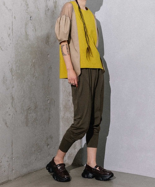 「MARECHAL TERRE」 半袖カットソー MEDIUM ネイビー レディース_画像3