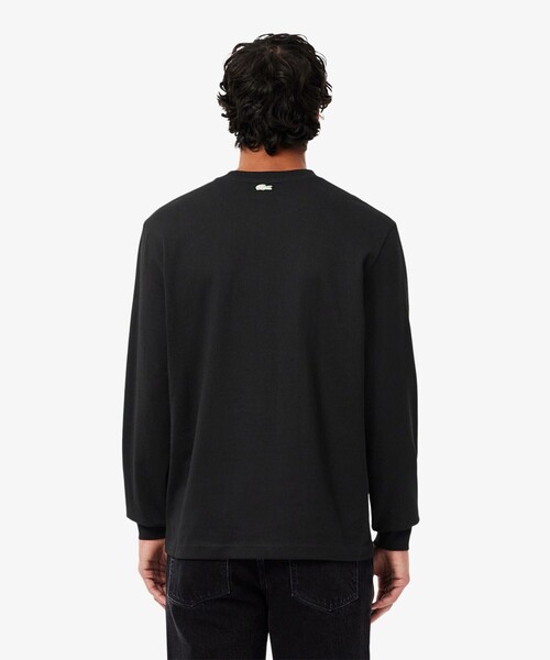 【ブラック】テニスヘリテージプリントロングスリーブTシャツ LACOSTE（ラコステ） tシャツ テニスヘリテージプリントロングスリーブ