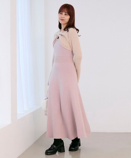 【美品】エムミーエメ アンサンブルリボンニットワンピース ピンク 美品】エムミーエメ アンサンブルリボンニットワンピース ピンク M me