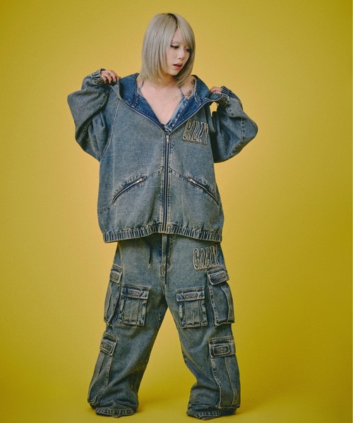 GALFY（ガルフィー） ワイドパンツ ジーンズ GALFY-ぐるグニャデニム