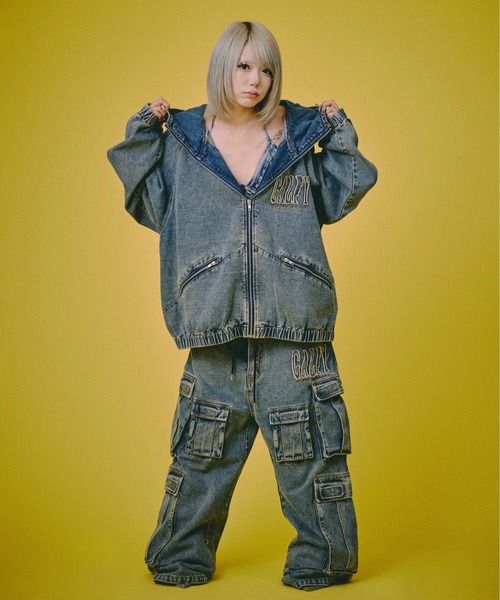 GALFY（ガルフィー） ワイドパンツ ジーンズ GALFY-ぐるグニャデニム