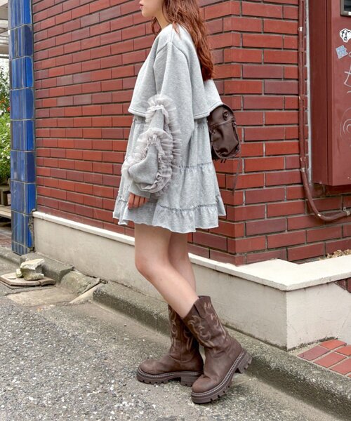 w closet（ダブルクローゼット） ワンピース チュールスリーブ