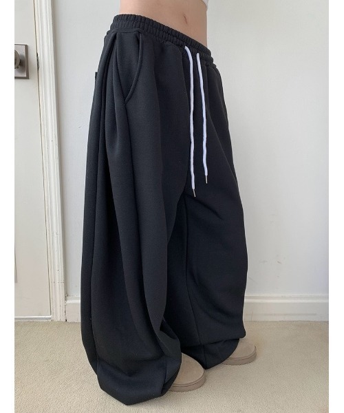 anyonemore スウェットパンツ ジャージ サイドタック裏起毛ワイド