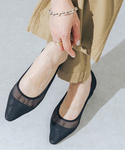 パンプス 「柔らかい・クッション入り」ポインテッドネットメッシュパンプス JA5906の画像
