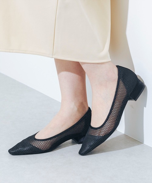 パンプス 「柔らかい・クッション入り」ポインテッドネットメッシュパンプス JA5906の画像
