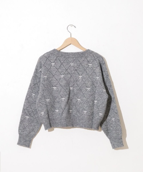 「flower」 長袖ニット FREE グレー レディース_画像4