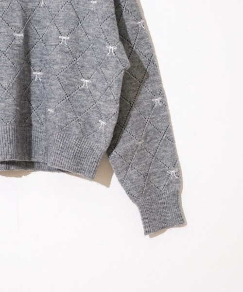 「flower」 長袖ニット FREE グレー レディース_画像7