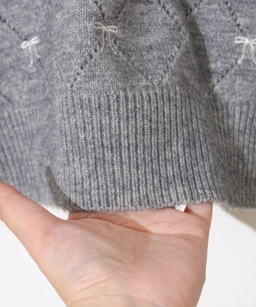 「flower」 長袖ニット FREE グレー レディース_画像9