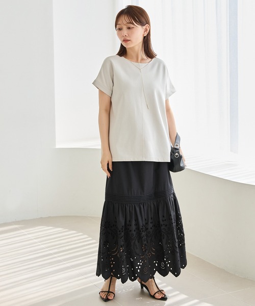 LAVEANGE（ラビアンジェ） ロング スカート 刺繍レースフレアスカート