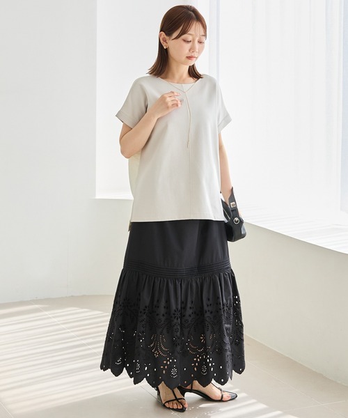 LAVEANGE（ラビアンジェ） ロング スカート 刺繍レースフレアスカート
