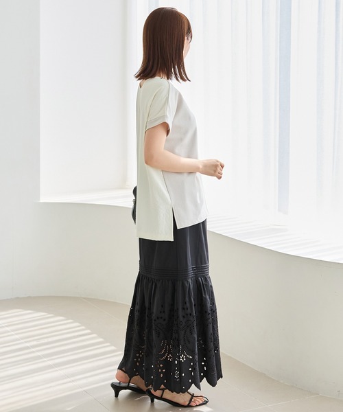 LAVEANGE(ラビアンジェ) ロング スカート 刺繍レースフレアスカート LAVEANGE(ラビアンジェ) ロング スカート 刺繍レースフレアスカート