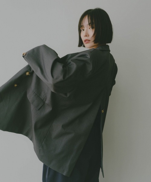 「HANNE」 テーラードジャケット FREE チャコールグレー レディース_画像6