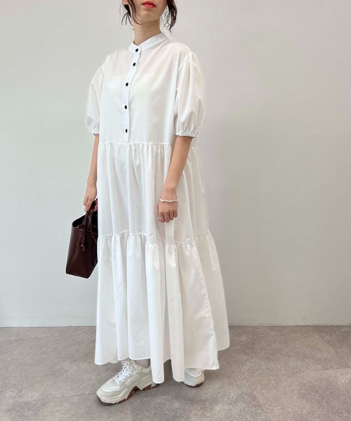 「toucher du brise」 7分袖ワンピース M オフホワイト レディース_画像6