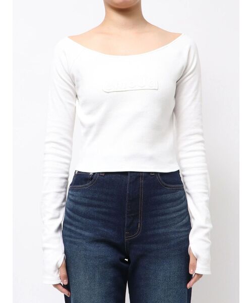 EMODA（エモダ） tシャツ ロゴパッチクロップドロンT レディース 