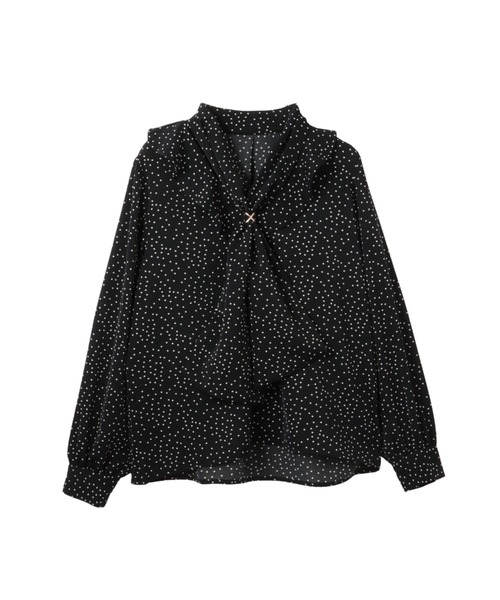 ketty（ケティ） ブラウス シャツ デシンVネックフリルドットボウタイ 