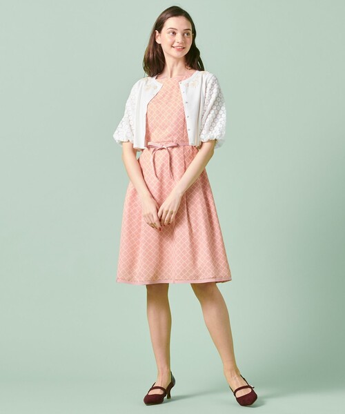 TOCCA リボン柄 半袖ひざ丈ワンピース 00 TOCCA（トッカ） 半袖ワンピース 00 ピンク レディース : ZOZOTOWN