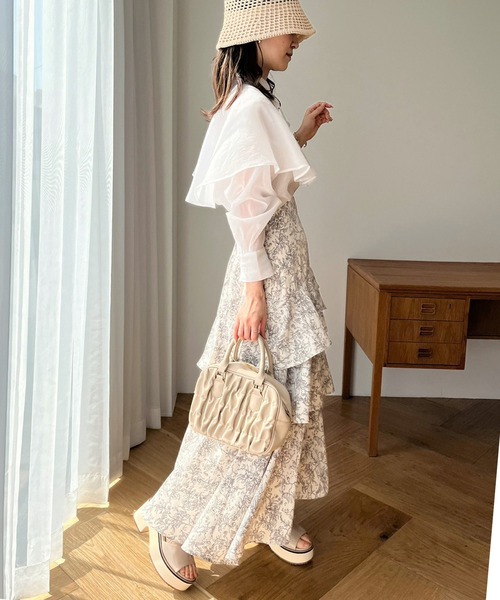 「one after another NICE CLAUP」 ロングスカート FREE モカ レディース_画像6