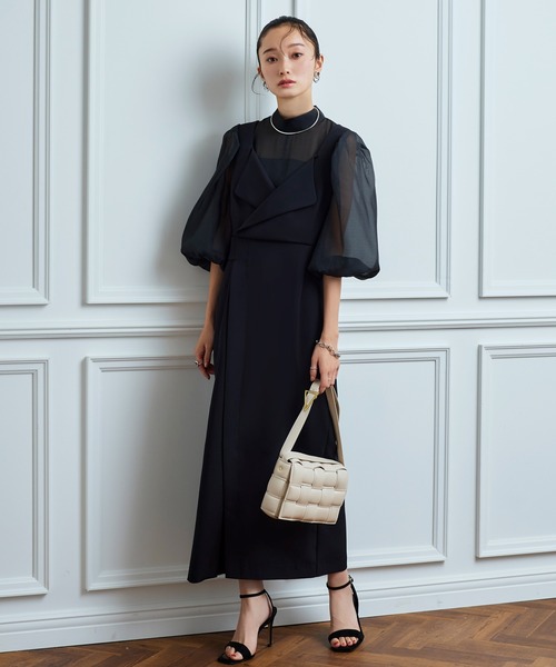 「RUIRUE BOUTIQUE」 7分袖ワンピース S ブラック レディースの画像