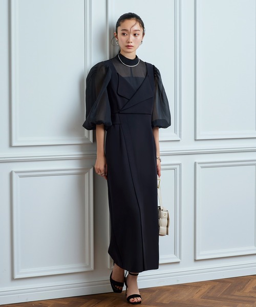 「RUIRUE BOUTIQUE」 7分袖ワンピース S ブラック レディースの画像