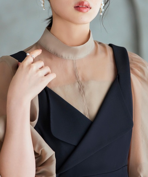 「RUIRUE BOUTIQUE」 7分袖ワンピース S ブラック レディースの画像