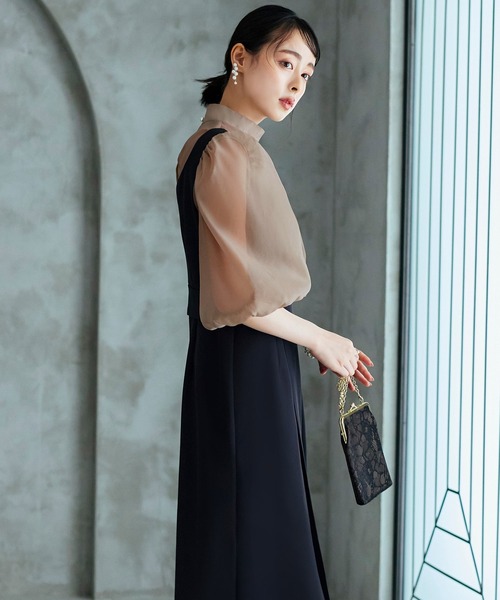 「RUIRUE BOUTIQUE」 7分袖ワンピース S ブラック レディースの画像