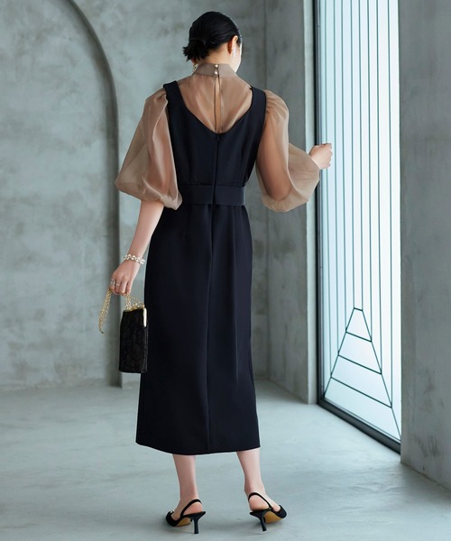 「RUIRUE BOUTIQUE」 7分袖ワンピース S ブラック レディースの画像