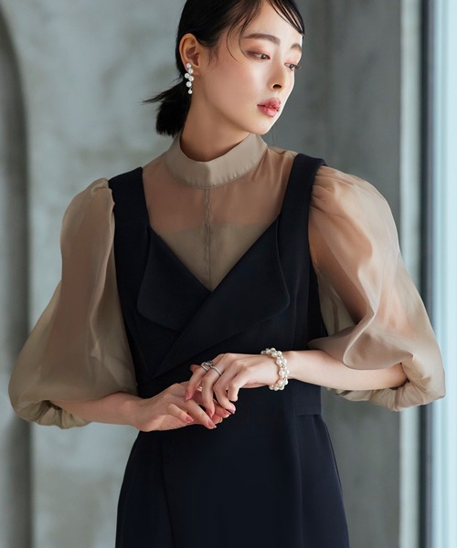 「RUIRUE BOUTIQUE」 7分袖ワンピース S ブラック レディースの画像