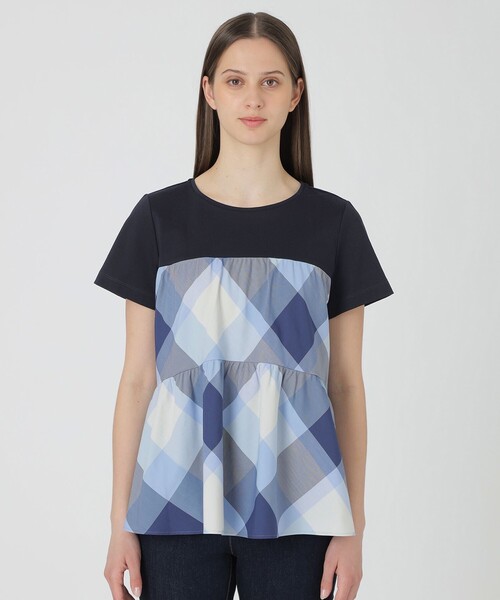 tシャツ クレストブリッジチェックティアードコンビTシャツ レディースの画像