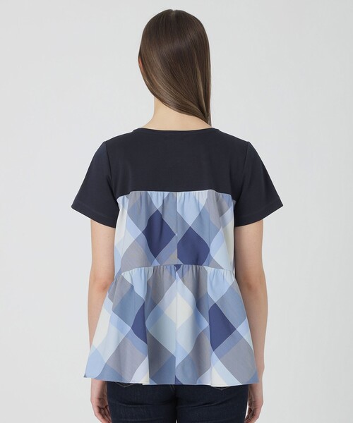 ブルーレーベルクレストブリッジ チェックコンビ Tシャツ カットソー 新品 L BLUE LABEL CRESTBRIDGE（ブルーレーベルクレストブリッジ） tシャツ