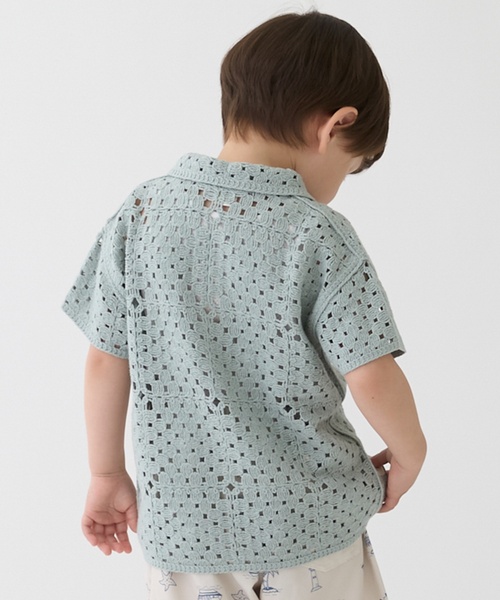 petit main ブラウス シャツ クロシェ開衿シャツ キッズ 子供服 男の子