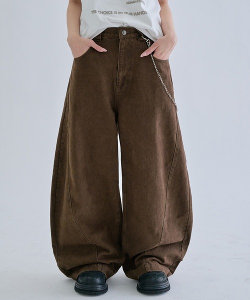 ワイドパンツ パンツ Seamcurve cotton pants / シームカーブコットン