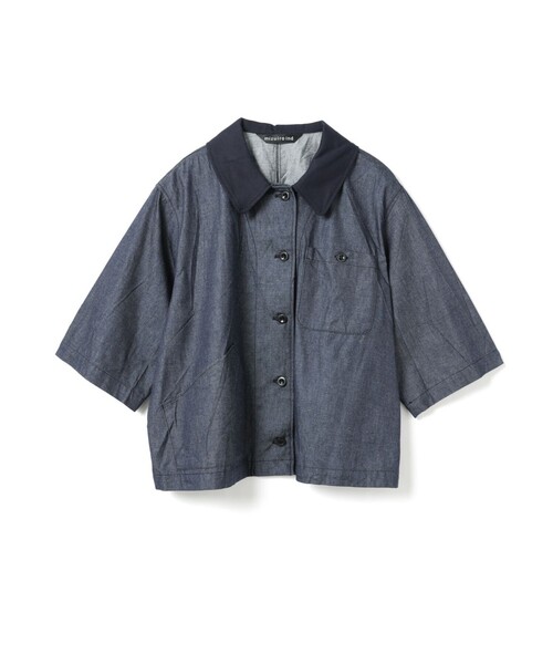 ブラウス シャツ mizuiro ind ハーフスリーブデニムシャツ レディース_2