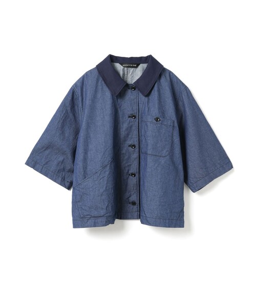 ブラウス シャツ mizuiro ind ハーフスリーブデニムシャツ レディース_3
