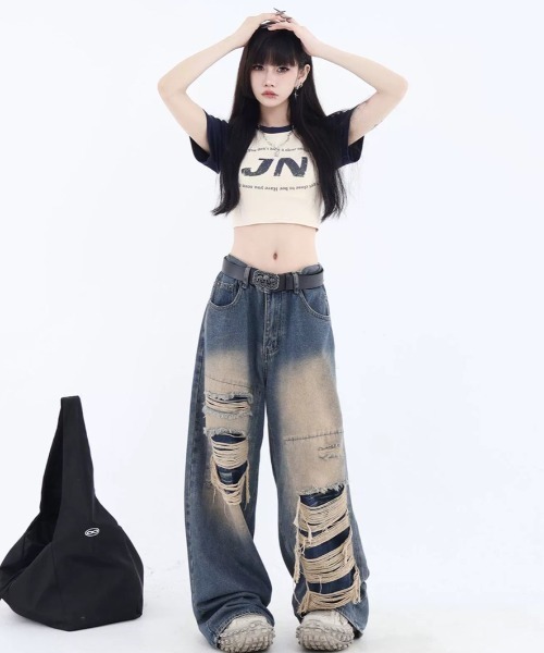 「A‘gem 9」 デニムパンツ L ブラック レディース_画像3
