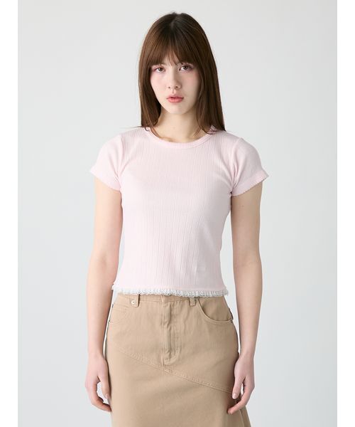 FURFUR（ファーファー） tシャツ 半袖 フリルヘムコンパクトTシャツ 